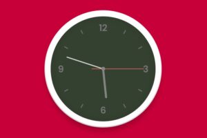 analog clock with Red background