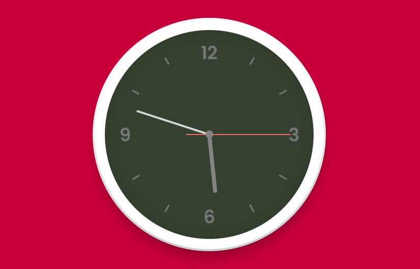 analog clock with Red background