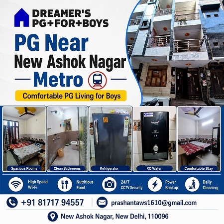 PG near New Ashok Nagar Metro